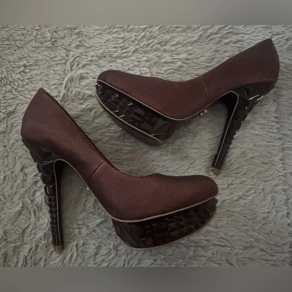 RACHEL Rachel Roy Burgundy Prism Design Platform Heels NWOT or BOX | Size: 7 - Picture 10 of 16